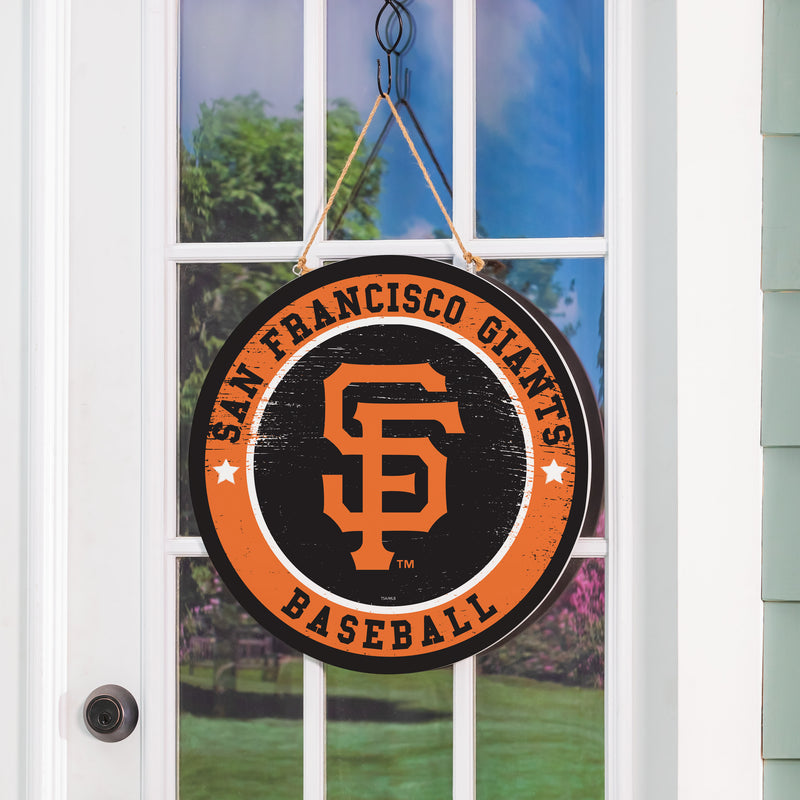 San Francisco Giants Round Door Decor with Hanging Rope, 18x18