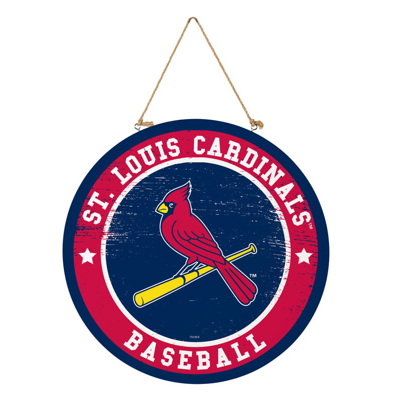 St Louis Cardinals Round Door Decor with Hanging Rope, 18x18