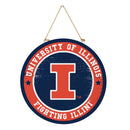 University of Illinois Round Door Decor with Hanging Rope, 18x18