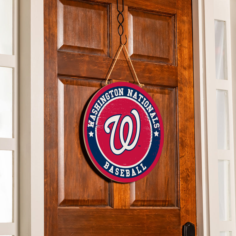 Washington Nationals Round Door Decor with Hanging Rope, 18x18