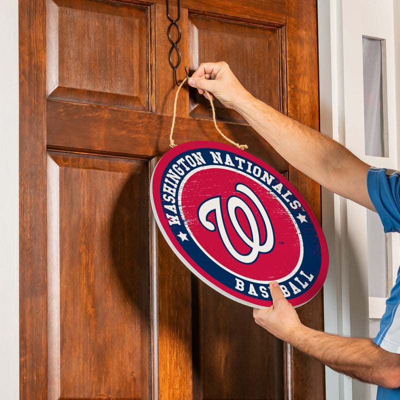 Washington Nationals Round Door Decor with Hanging Rope, 18x18