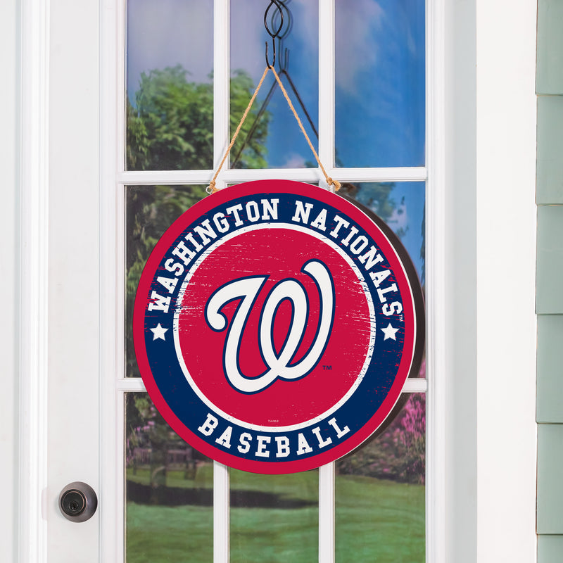 Washington Nationals Round Door Decor with Hanging Rope, 18x18