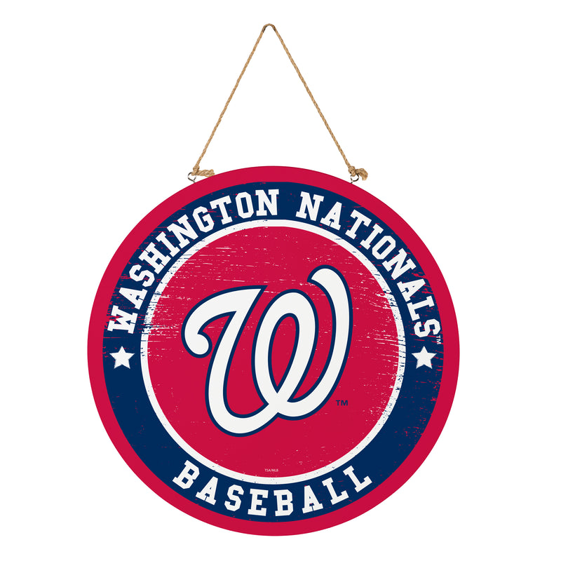 Washington Nationals Round Door Decor with Hanging Rope, 18x18