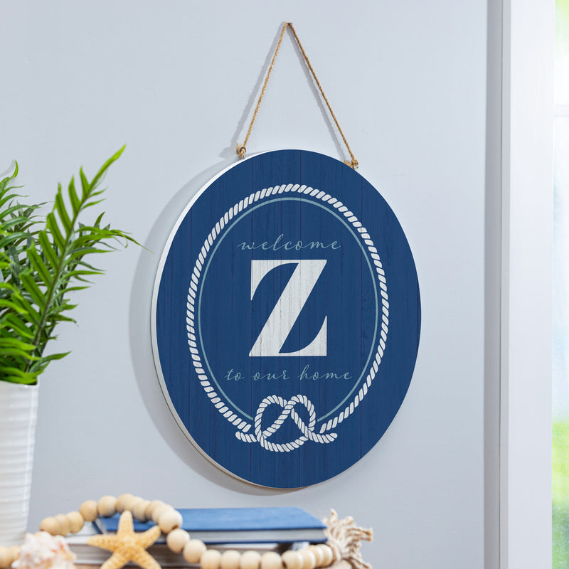 Coastal Door Decor Monogram Blue 18" Z