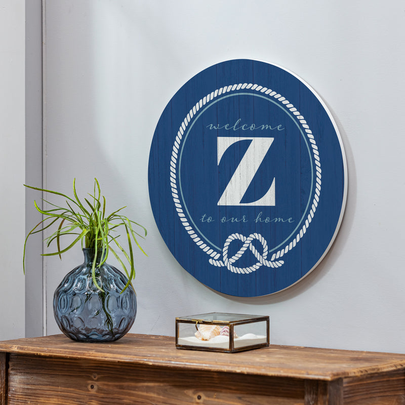 Coastal Door Decor Monogram Blue 18" Z