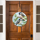 Snowbirds Chickadees Wood Door Decor, 18"