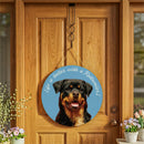 Pet Central Dog Wood Round Door Decor, Rottweiler, 18"