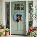 Pet Central Dog Wood Round Door Decor, Rottweiler, 18"