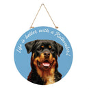 Pet Central Dog Wood Round Door Decor, Rottweiler, 18"