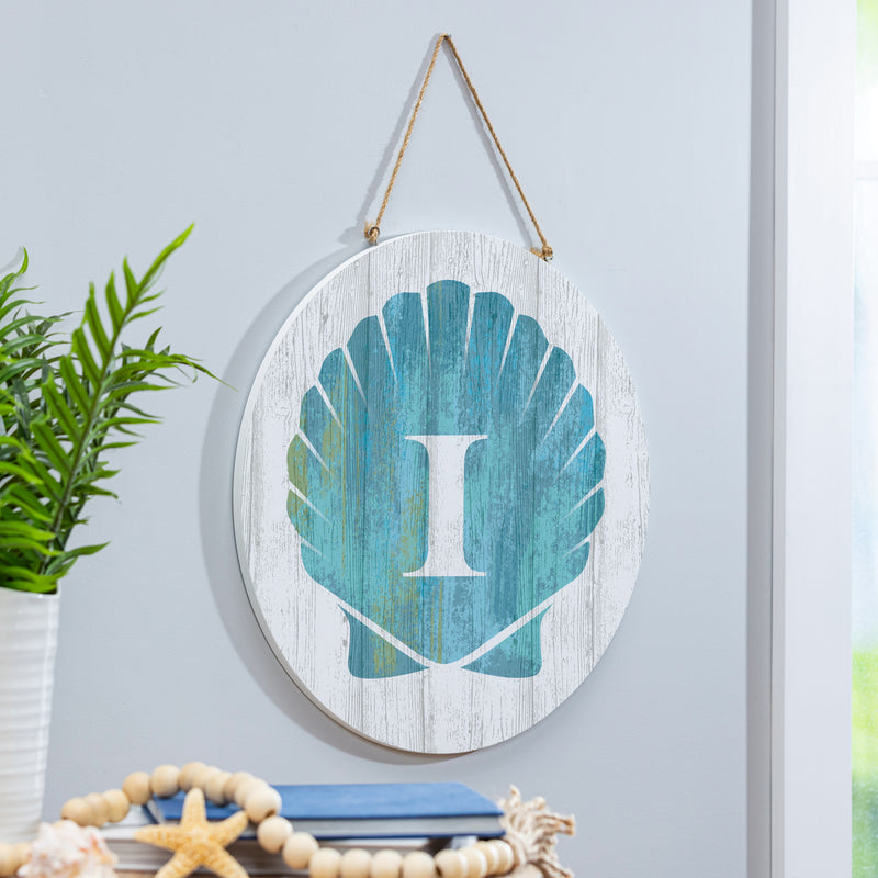 Coastal Door Decor Shell Monogram 18" I