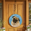 Pet Central Dog Wood Round Door Decor, Pug 18"