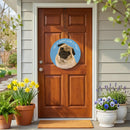 Pet Central Dog Wood Round Door Decor, Pug 18"