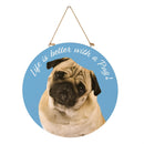 Pet Central Dog Wood Round Door Decor, Pug 18"