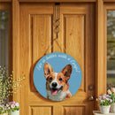 Pet Central Dog Wood Round Door Decor, Corgi, 18"