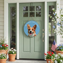 Pet Central Dog Wood Round Door Decor, Corgi, 18"