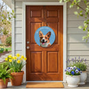 Pet Central Dog Wood Round Door Decor, Corgi, 18"