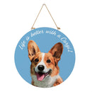Pet Central Dog Wood Round Door Decor, Corgi, 18"
