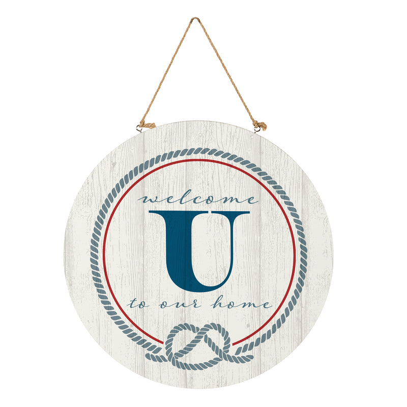 Coastal Door Decor Monogram White 18" U