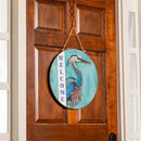 Seaside Retreat Wood Round Door Decor, "Welcome" Heron, 18"