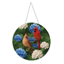 Cardinal Couple Among Hydrangea 16"D Door Décor