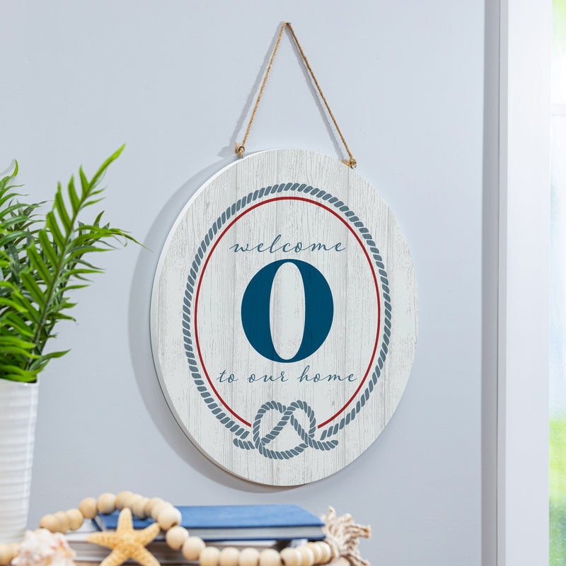 Coastal Door Decor Monogram White 18" O