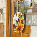 Harvest Blossom Sunflower and Butterfly Wood Door Decor, 18"