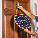 Red White & Bloom Wood Round Door Decor, 1776, 18"