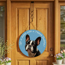 Pet Central Dog Wood Round Door Decor, French Bulldog, 18"