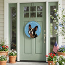 Pet Central Dog Wood Round Door Decor, French Bulldog, 18"