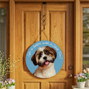 Pet Central Dog Wood Round Door Decor, Shih Tzu, 18"