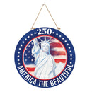 Red White & Bloom Wood Round Door Decor, 18"