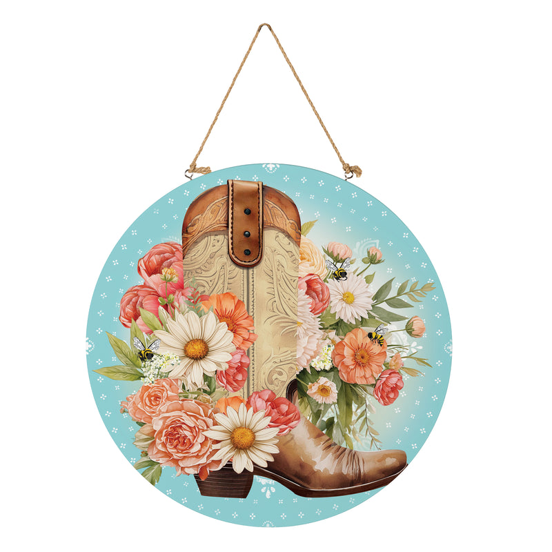 Petal & Plow Floral Boots, 18" Door Decor