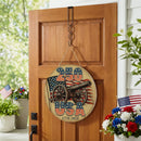 Red White & Bloom Wood Round Door Decor, 250 USA, 18"