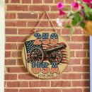 Red White & Bloom Wood Round Door Decor, 250 USA, 18"