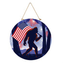 Red White & Bloom Wood Round Door Decor, Bigfoot, 18"