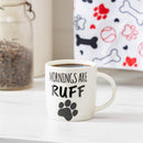 Hillside Pasture Pet Drinkware Gift Set Ceramic Cup with Quick Dry Towel, Mornings Ruff, 10oz, Box