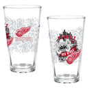 Detroit Red Wings 16oz Glass pint, Set of 2