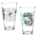 Miami Dolphins 16oz Glass pint, Set of 2