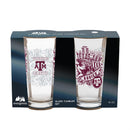 Texas A&M 16oz Glass pint, Set of 2
