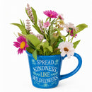 Cottage Garden Drinkware Gift Set Ceramic Cup and Artificial Floral Table Decor, 10oz, ColorBox