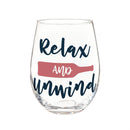 Just for Laughs Drinkware Gift Set Ceramic Cup and Stemless Wine Glass, "Relax" and "Rise"