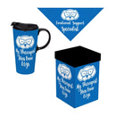 Hillside Pasture Pet Drinkware Gift Set Ceramic Travel Cup and Bandana, Therapist, 17oz, Gift Box