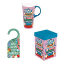 Cottage Garden Drinkware Gift Set Ceramic Perfect Cup and Door Hanger, 17oz, Gift Box