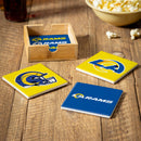 Los Angeles Chargers Ceramic Coasters Set, 4pcs with Wood Caddy