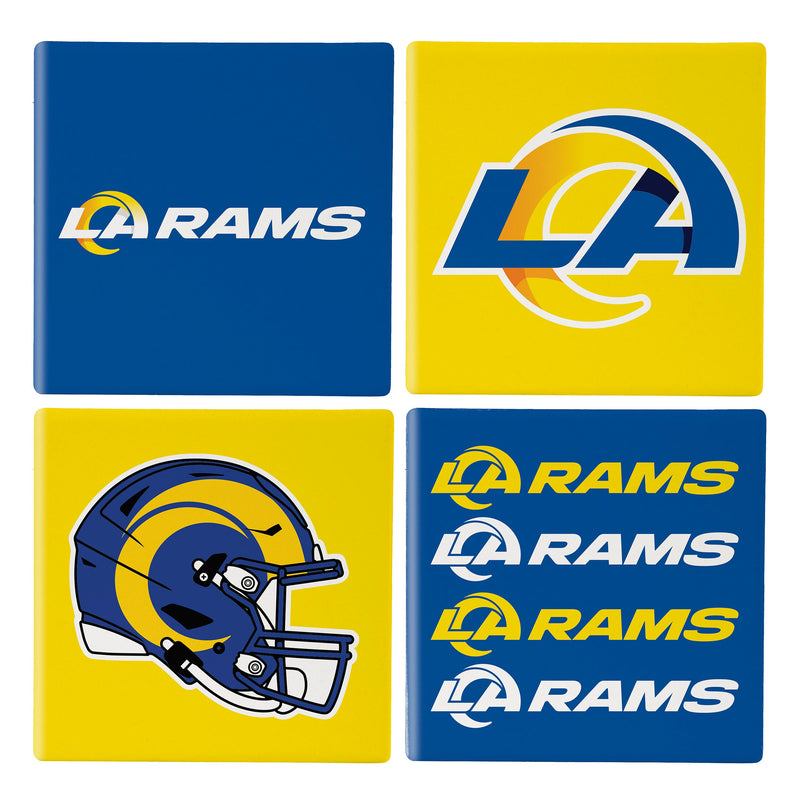 Los Angeles Chargers Ceramic Coasters Set, 4pcs with Wood Caddy