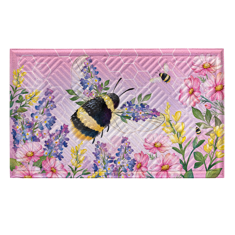 Pollinator Garden Pink Florals Bee Embossed Mat