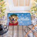 Happy Winter Golden Retriever Embossed Mat