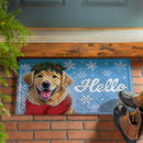 Happy Winter Golden Retriever Embossed Mat