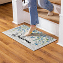 Welcome Blue Wildflower Embossed Mat