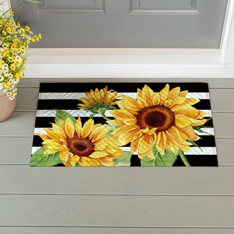 Striped Sunflowers Embossed Mat
